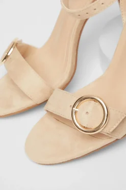 Quiz Buckle Front Heels Nude New