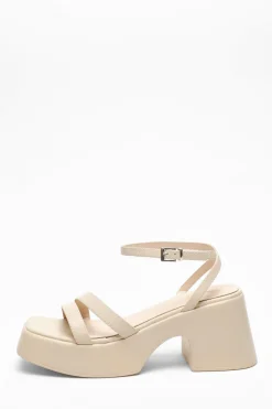 Quiz Nude Chunky Faux Leather Platform Sandals Sale