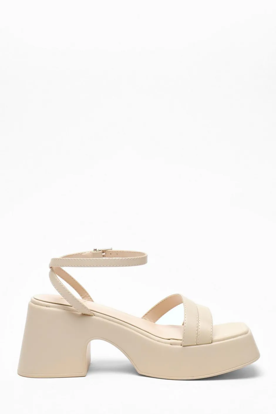 Quiz Nude Chunky Faux Leather Platform Sandals Sale