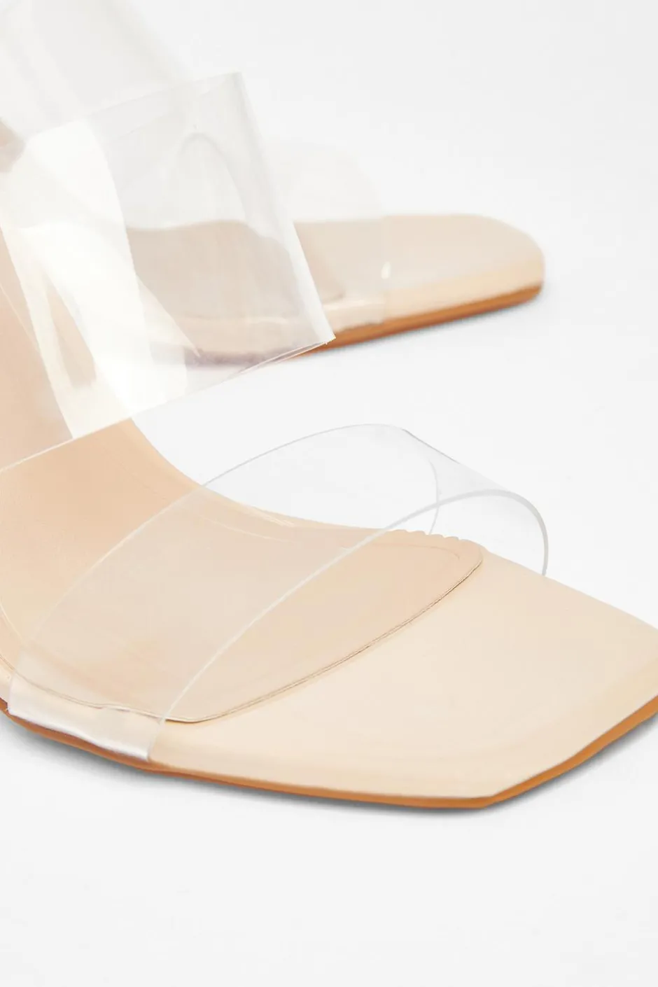 Quiz Nude Clear Strap Mule Heels Discount