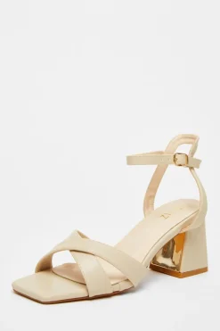 Quiz Nude Cross Strap Heeled Sandal