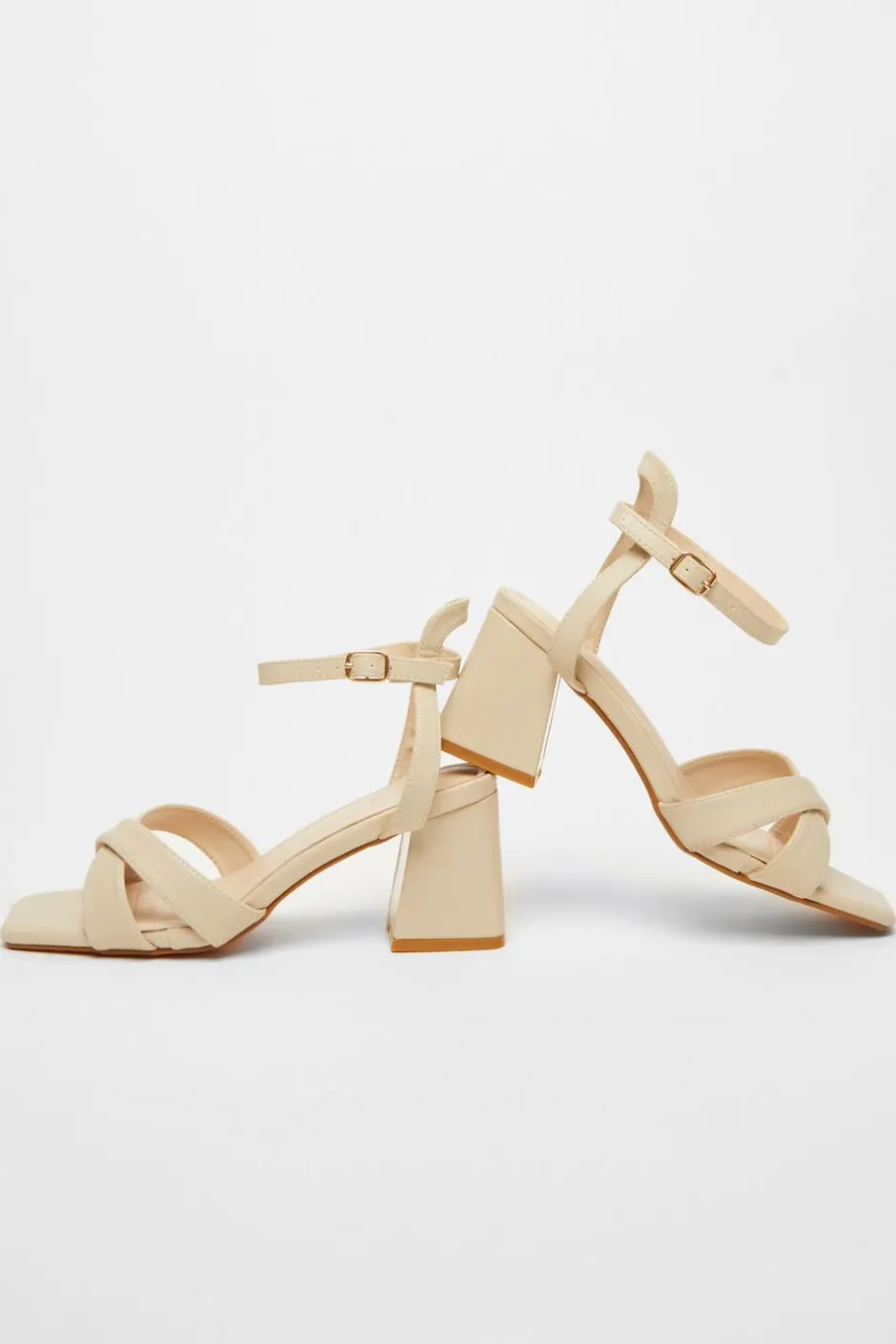Quiz Nude Cross Strap Heeled Sandal