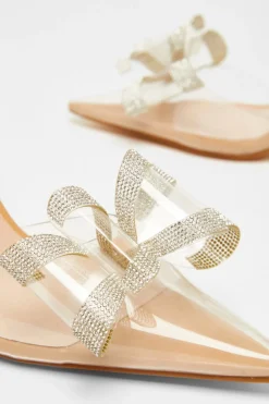Quiz Nude Diamante Bow Court Heels Clearance