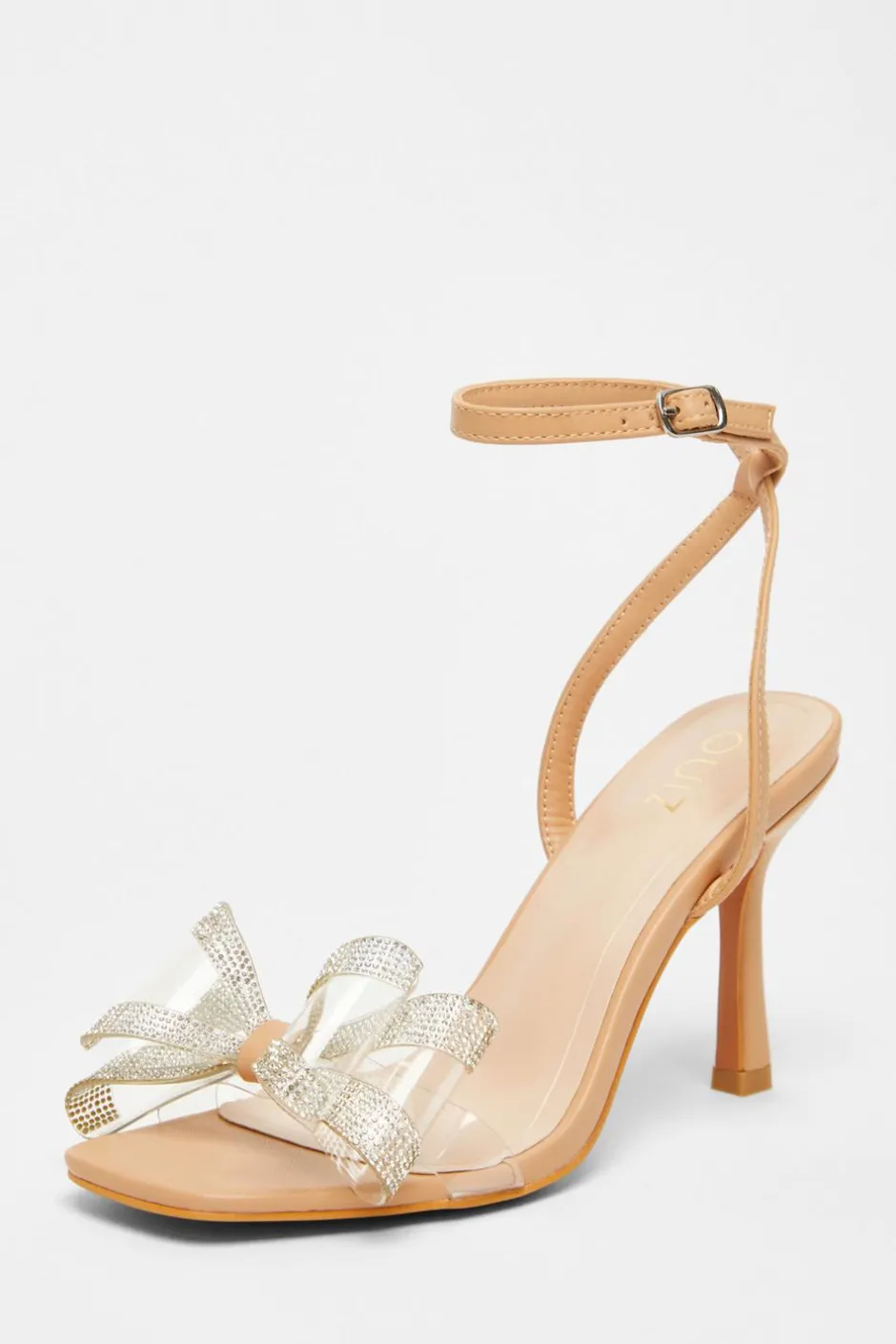 Quiz Diamante Bow Heels Nude Discount