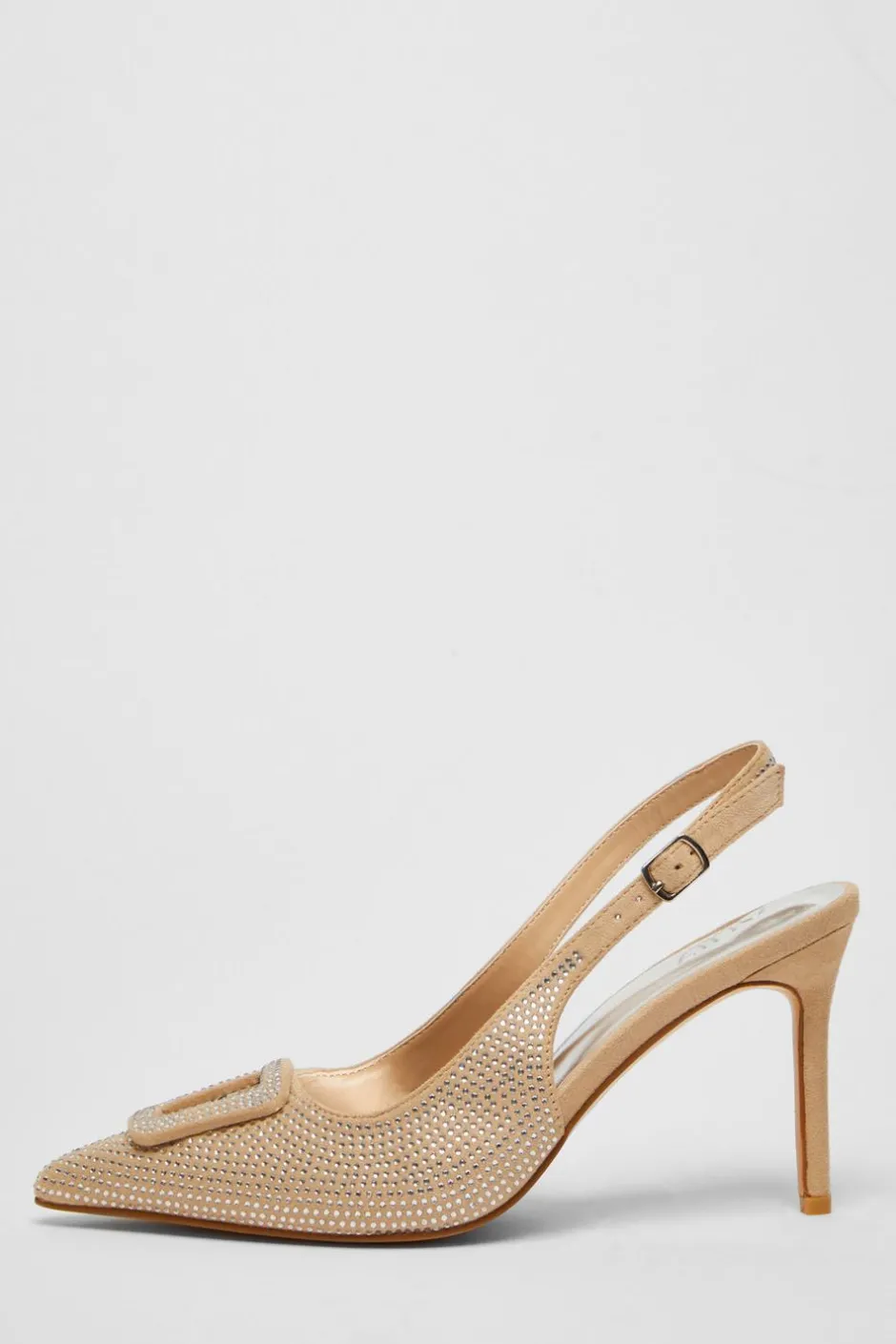 Quiz Nude Diamante Court Sling Back Heel Online