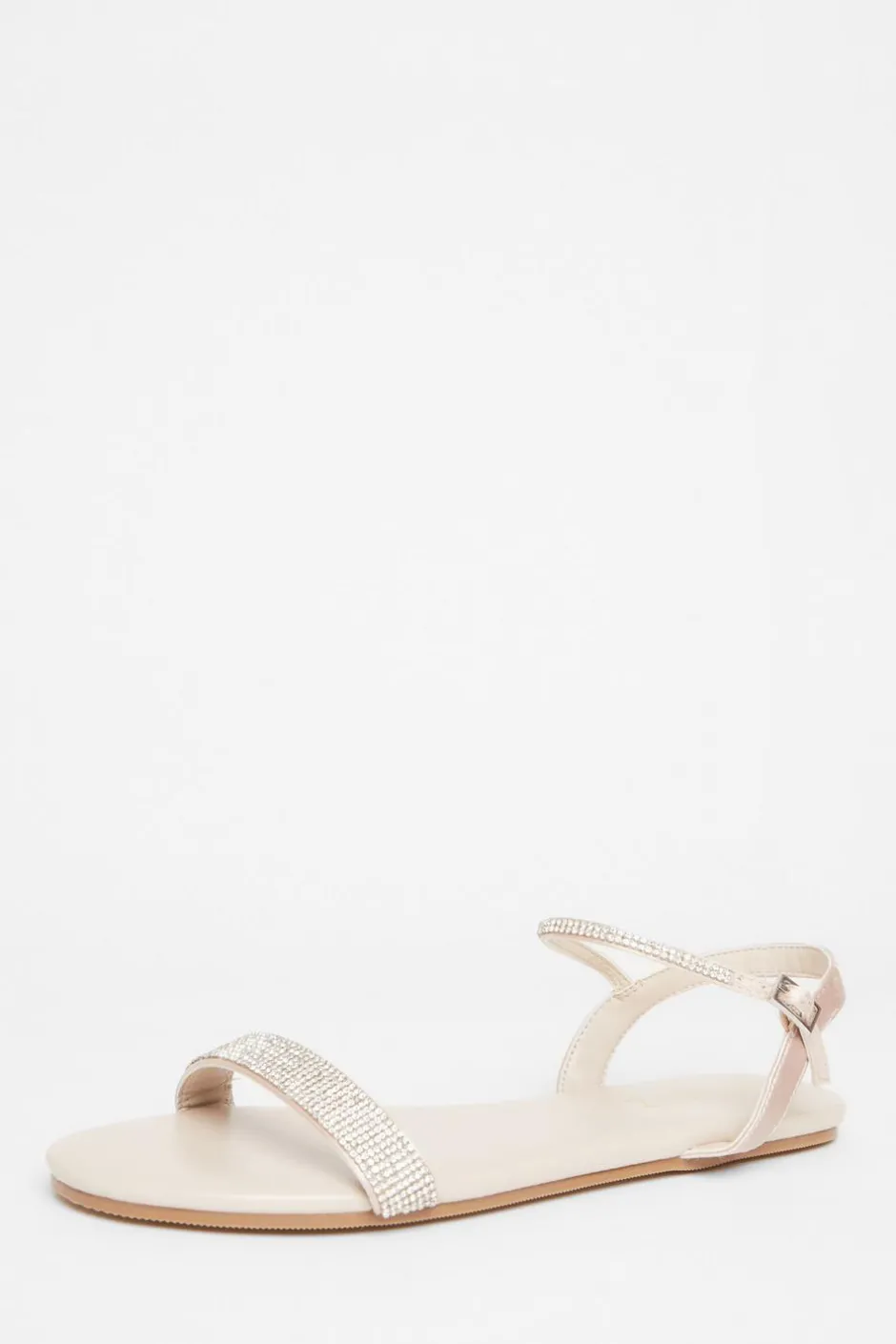 Quiz Diamante Flat Sandals Nude Clearance