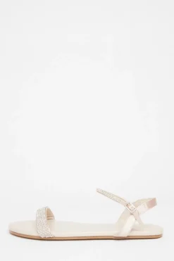 Quiz Diamante Flat Sandals Nude Clearance