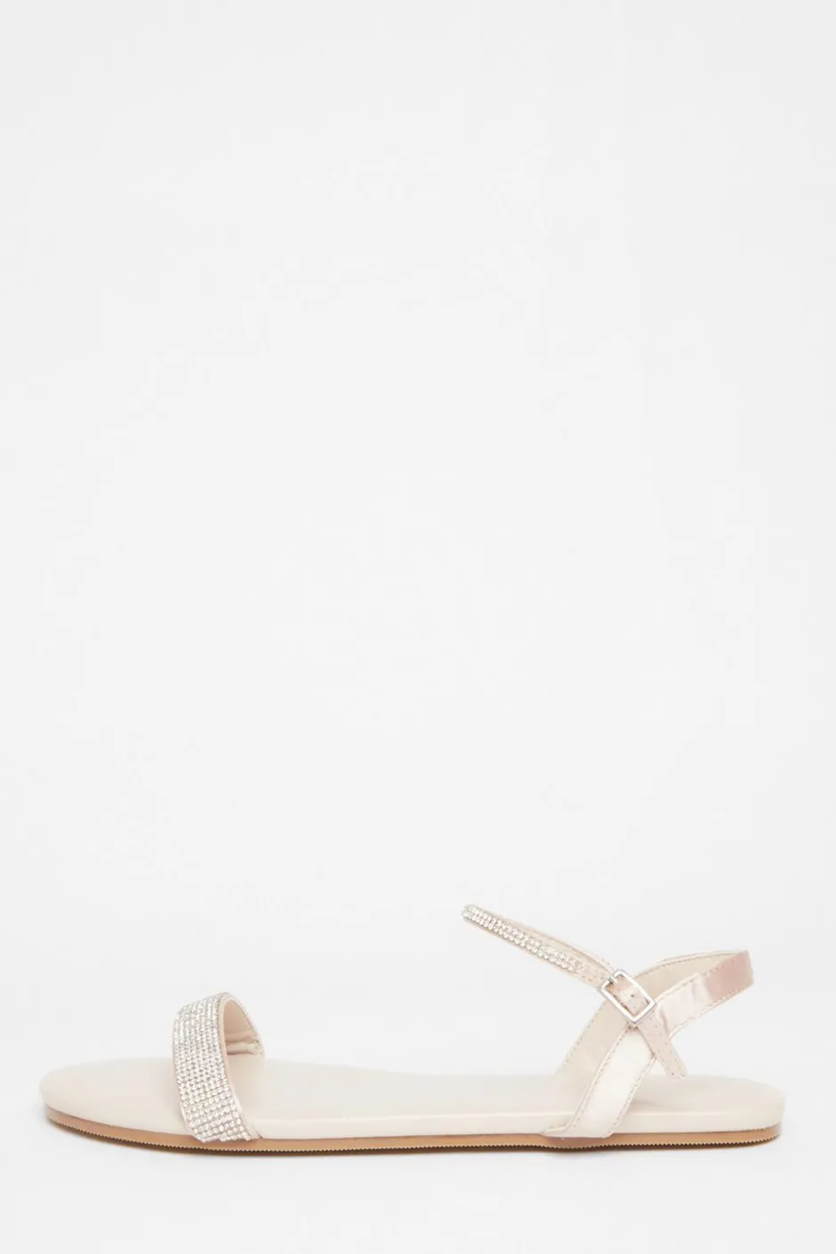 Quiz Diamante Flat Sandals Nude Clearance
