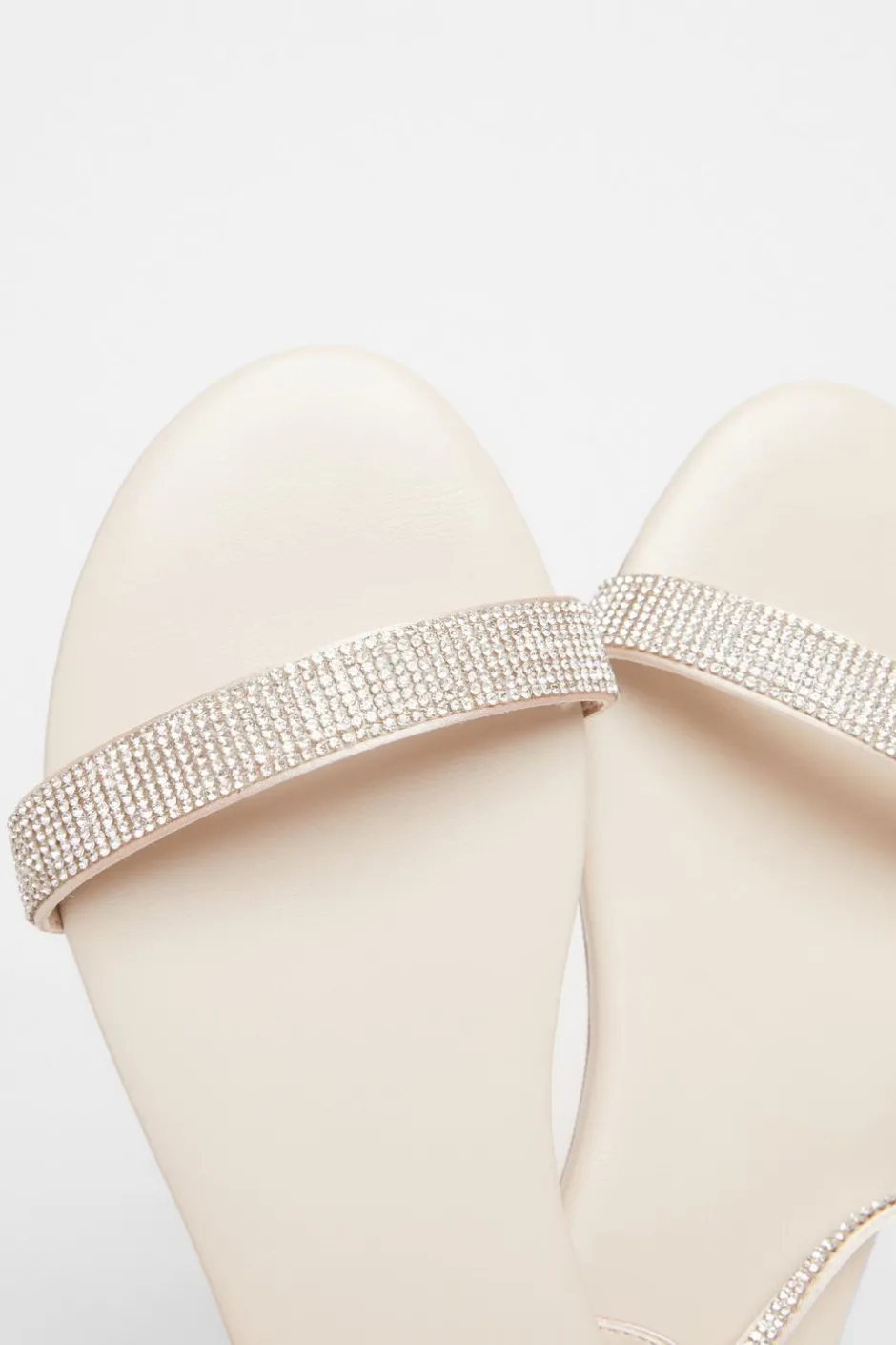 Quiz Diamante Flat Sandals Nude Clearance