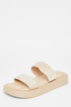 Quiz Diamante Flatform Sandals Nude Clearance