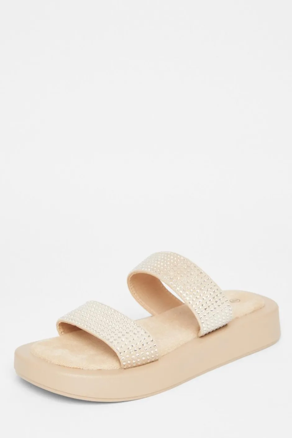 Quiz Diamante Flatform Sandals Nude Clearance