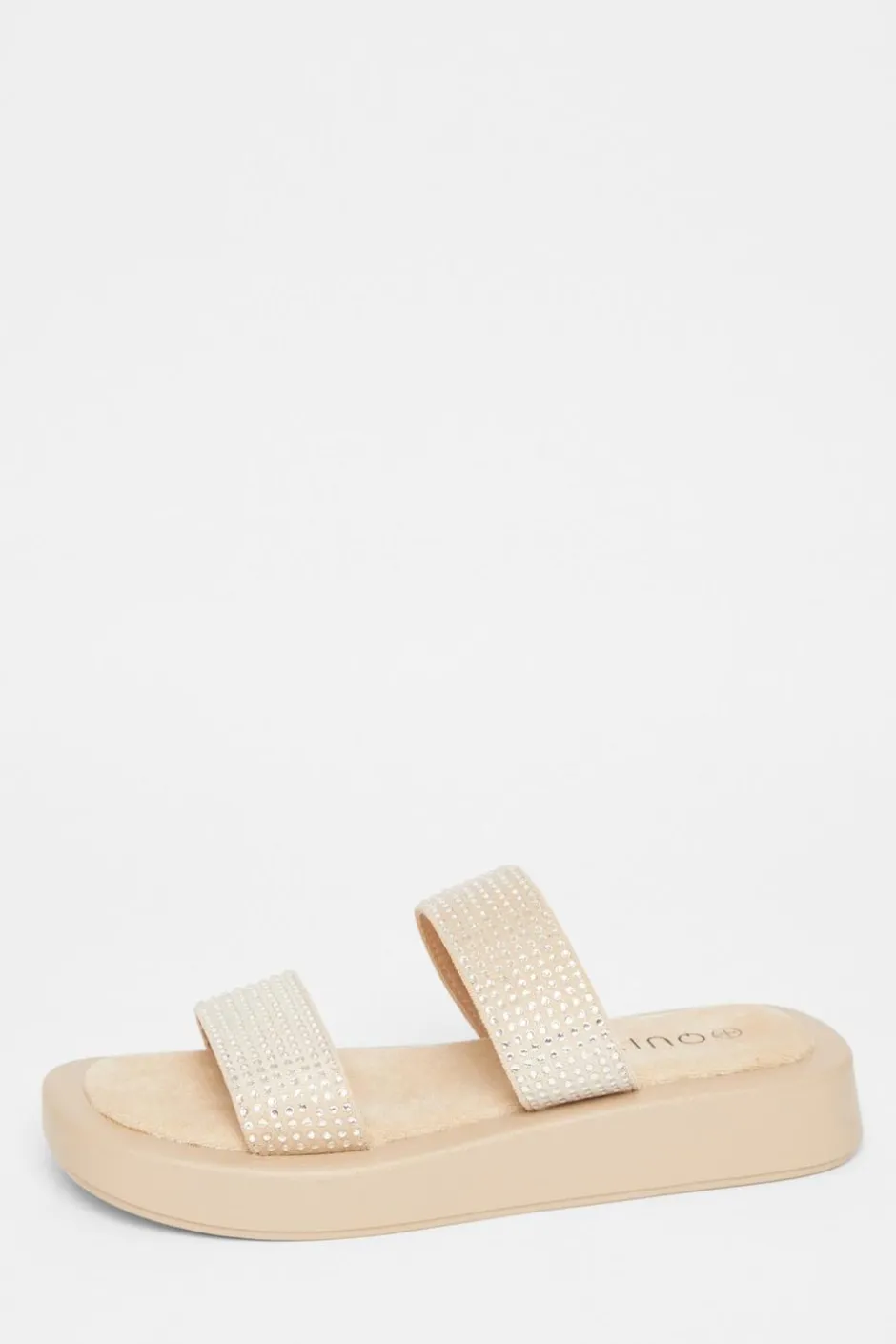 Quiz Diamante Flatform Sandals Nude Clearance