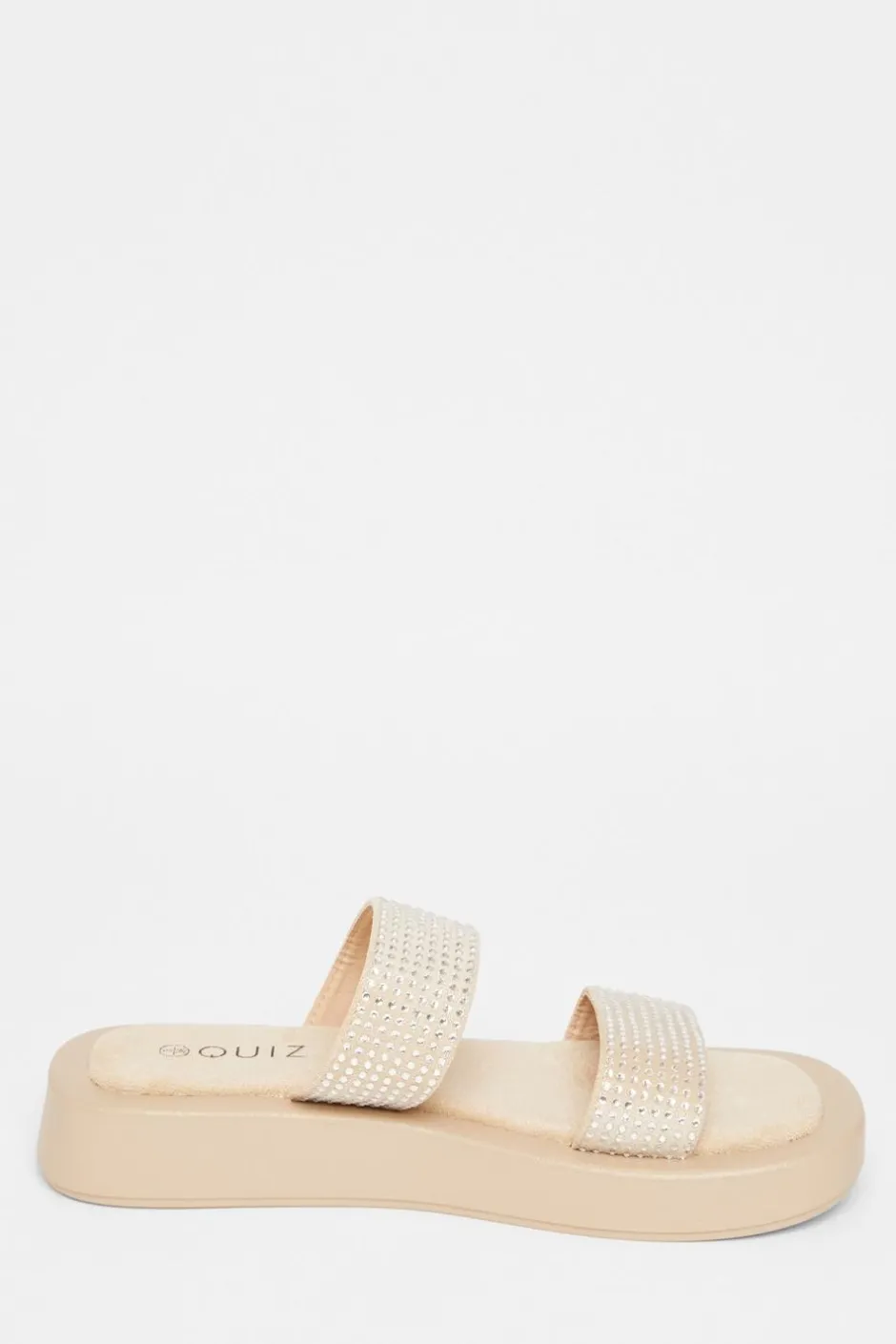 Quiz Diamante Flatform Sandals Nude Clearance