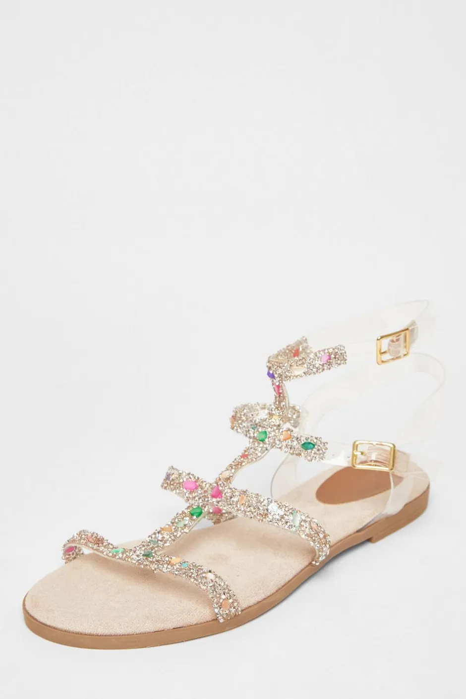 Quiz Nude Diamante Gladiator Sandals New