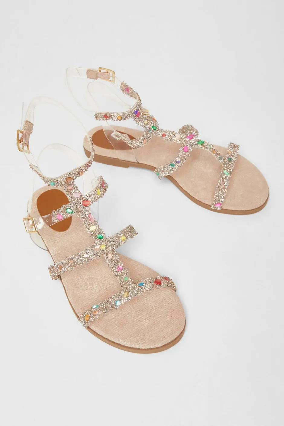 Quiz Nude Diamante Gladiator Sandals New