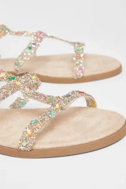 Quiz Nude Diamante Gladiator Sandals New