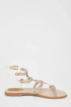 Quiz Nude Diamante Gladiator Sandals New