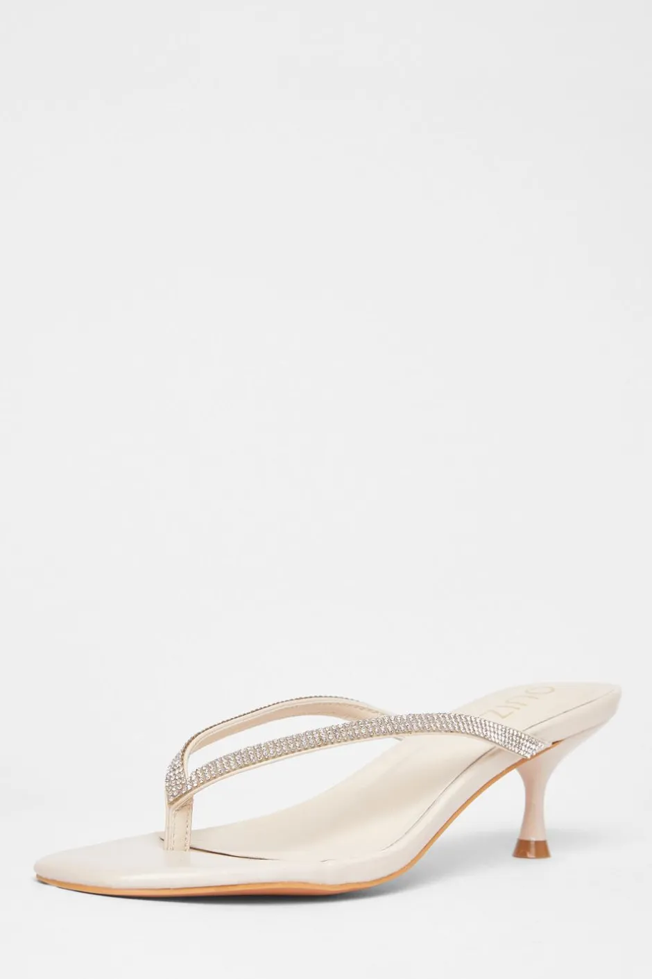 Quiz Diamante Toe Post Heels Nude Discount