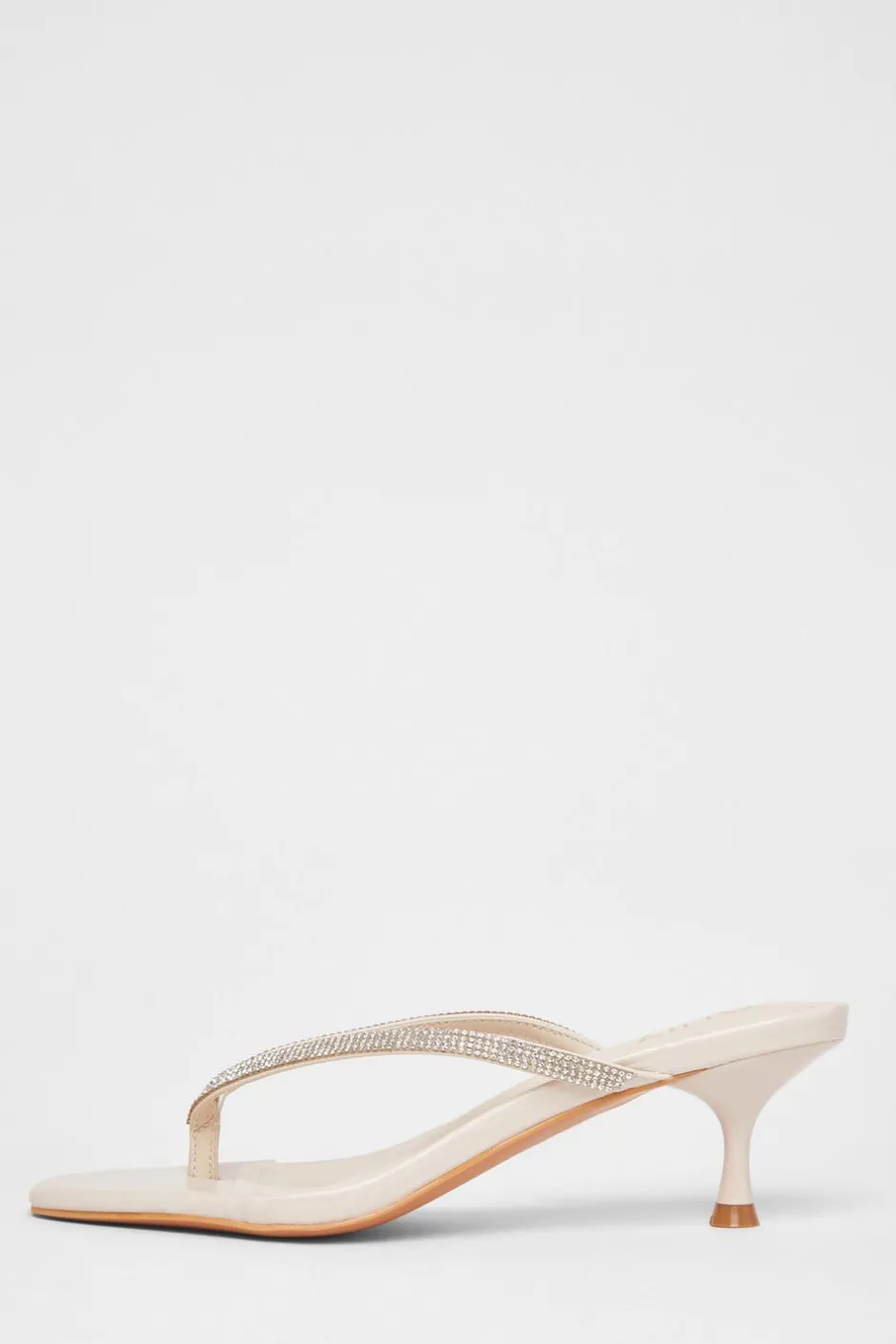 Quiz Diamante Toe Post Heels Nude Discount