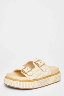 Quiz Double Buckle Flatform Nude Sale