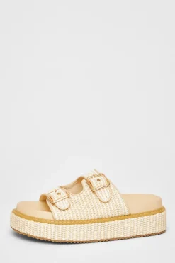 Quiz Double Buckle Flatform Nude Sale