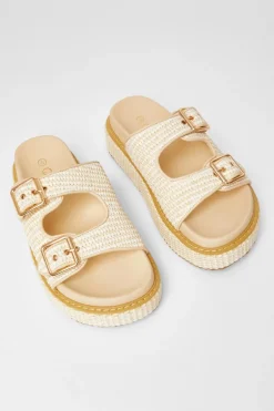 Quiz Double Buckle Flatform Nude Sale