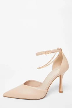 Quiz Nude Faux Leather Court Heels Outlet