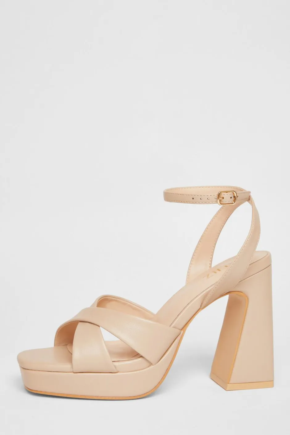 Quiz Faux Leather Platform Heels Nude New