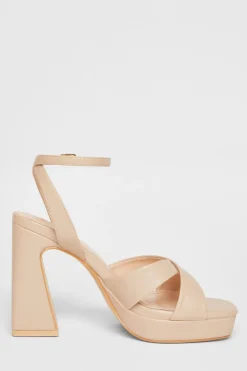 Quiz Faux Leather Platform Heels Nude New