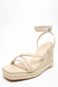 Quiz Faux Leather Strappy Woven Wedges Nude Discount