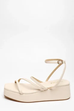 Quiz Faux Leather Strappy Flatform Sandals Nude Sale