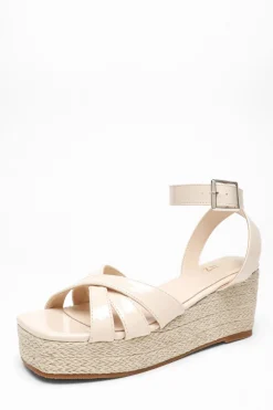 Quiz Faux Leather Strappy Wedges Nude Discount