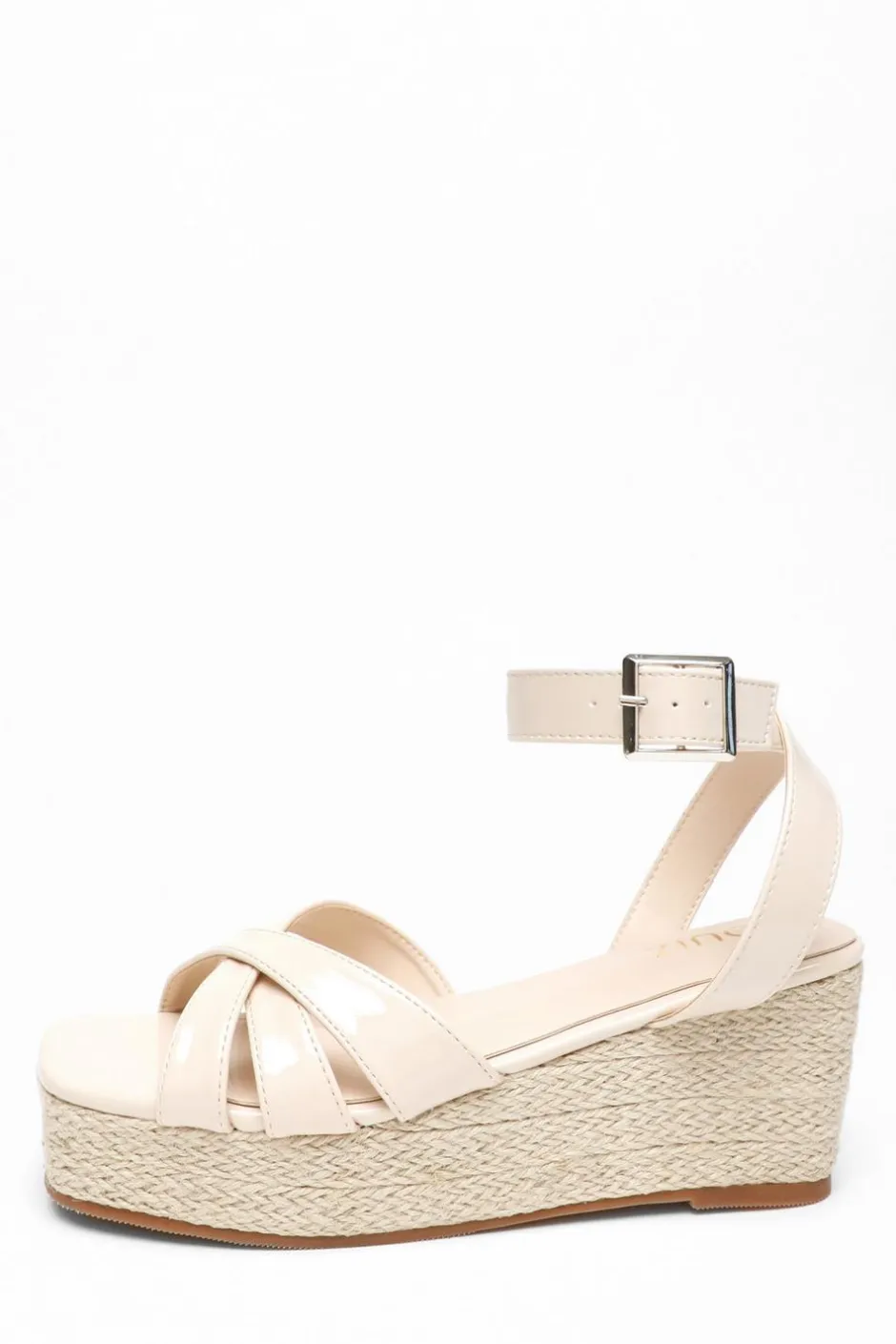 Quiz Faux Leather Strappy Wedges Nude Discount