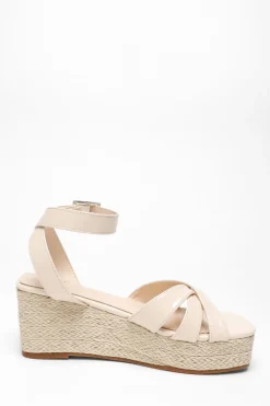 Quiz Faux Leather Strappy Wedges Nude Discount