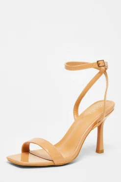 Quiz Flared Heel Sandal Nude Clearance