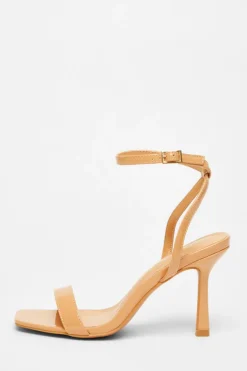 Quiz Flared Heel Sandal Nude Clearance