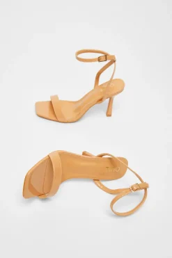 Quiz Flared Heel Sandal Nude Clearance