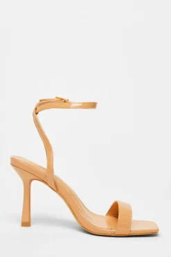 Quiz Flared Heel Sandal Nude Clearance