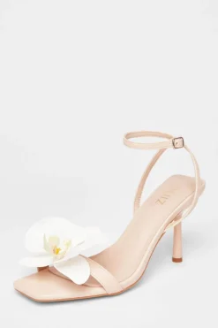 Quiz Flower Detail Stiletto Heels Nude
