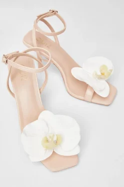Quiz Flower Detail Stiletto Heels Nude