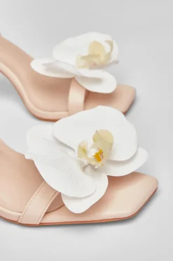 Quiz Flower Detail Stiletto Heels Nude