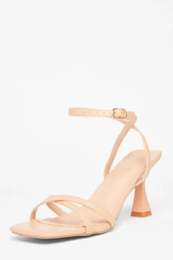 Quiz Strappy Flared Heels Nude New