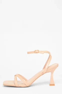Quiz Strappy Flared Heels Nude New