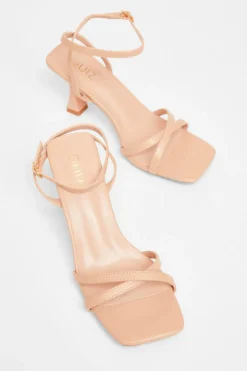 Quiz Strappy Flared Heels Nude New