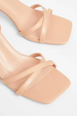 Quiz Strappy Flared Heels Nude New