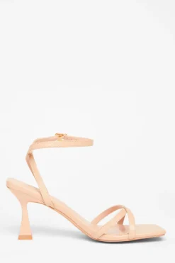 Quiz Strappy Flared Heels Nude New