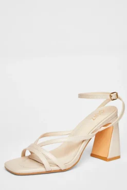 Quiz Strappy High Block Heels Nude Discount