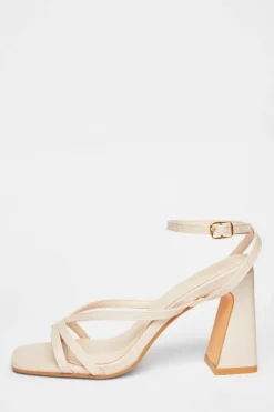 Quiz Strappy High Block Heels Nude Discount