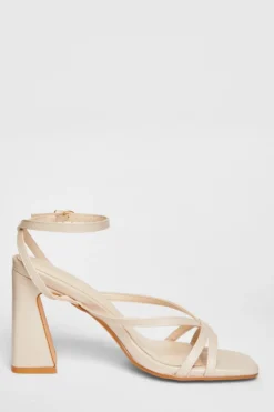 Quiz Strappy High Block Heels Nude Discount