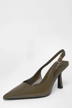 Quiz Patent Sling Back Court Heels Olive Clearance